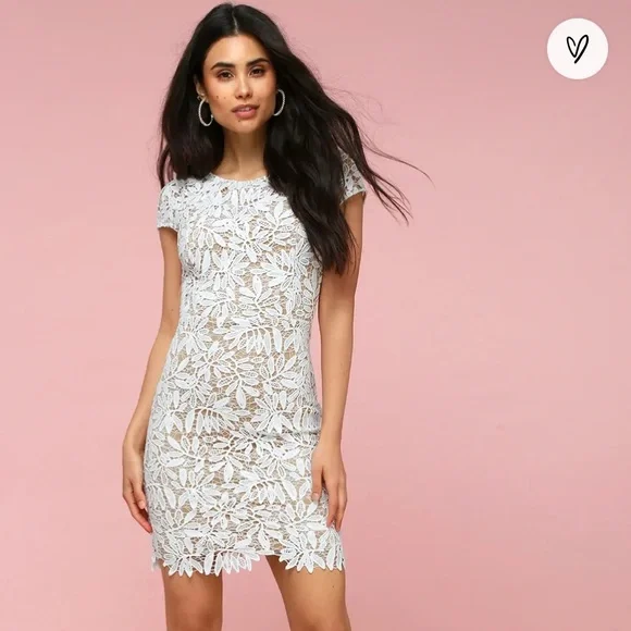 Lulus Dresses Lulus Right Sheer Right Now White Lace Bodycon